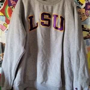 LSU TIGERS CHAMPION SWEATER GREY ECO FLEECE XL